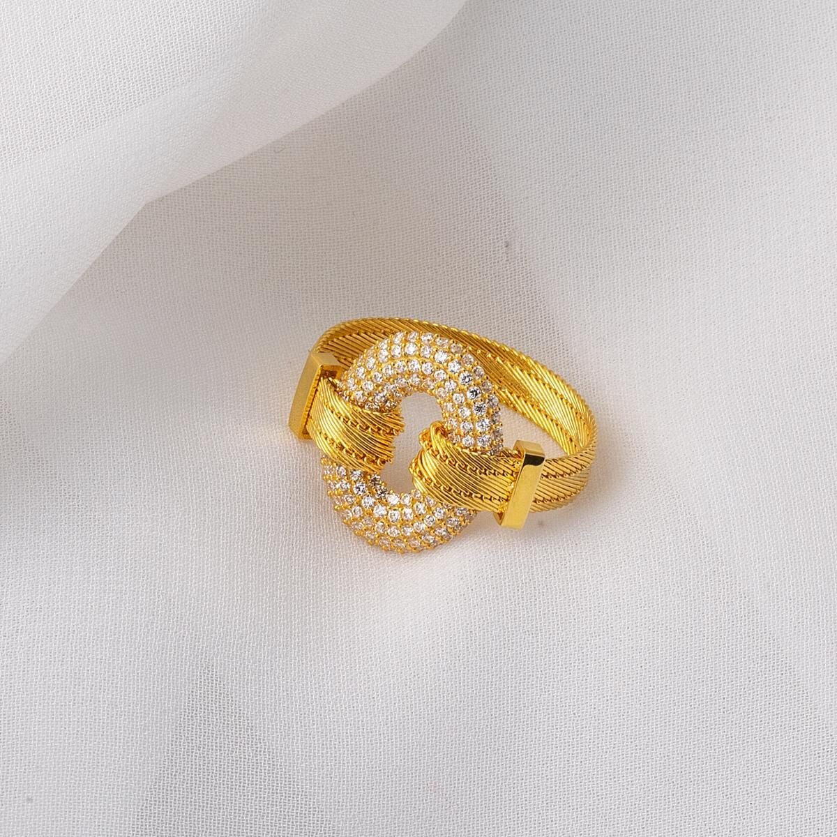 14K Yellow Gold Oval Hoop Trabzon Mesh Ring