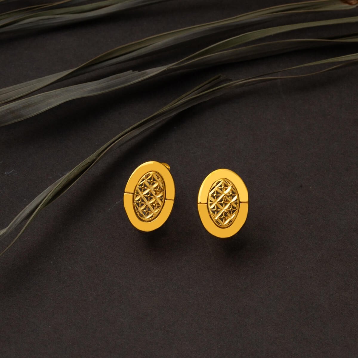 22K Yellow Gold Oval Flower of Life Earrings