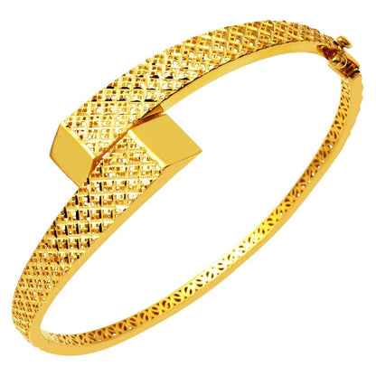 22K Yellow Gold Ozal Hinged Cuff Bangle