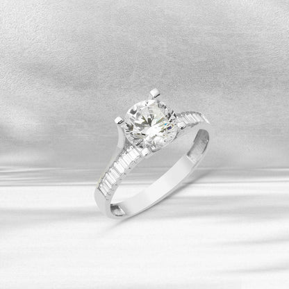 14K White Gold Special Design Solitaire Cubic Zirconia Ring