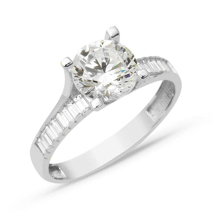14K White Gold Special Design Solitaire Cubic Zirconia Ring