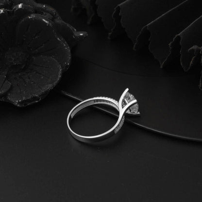 14K White Gold Special Design Solitaire Cubic Zirconia Ring
