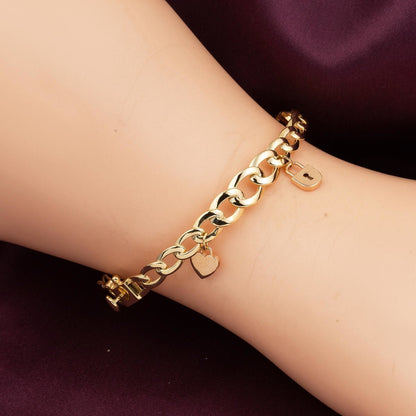 14K Yellow Gold Love Themed Designer Inspired Hinged Cuff Bangle