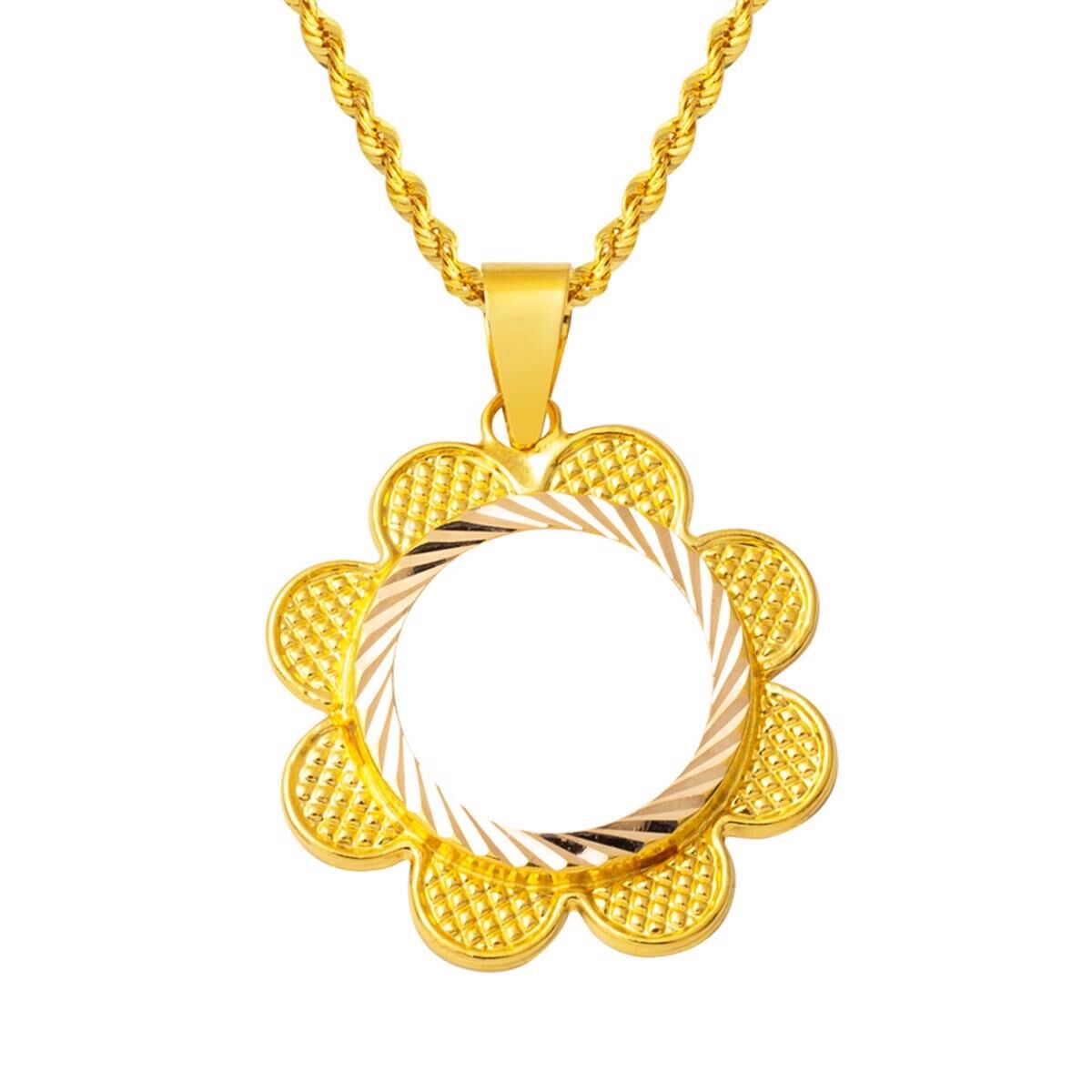 14K Yellow Gold Daisy Quarter Coin Attachable Necklace