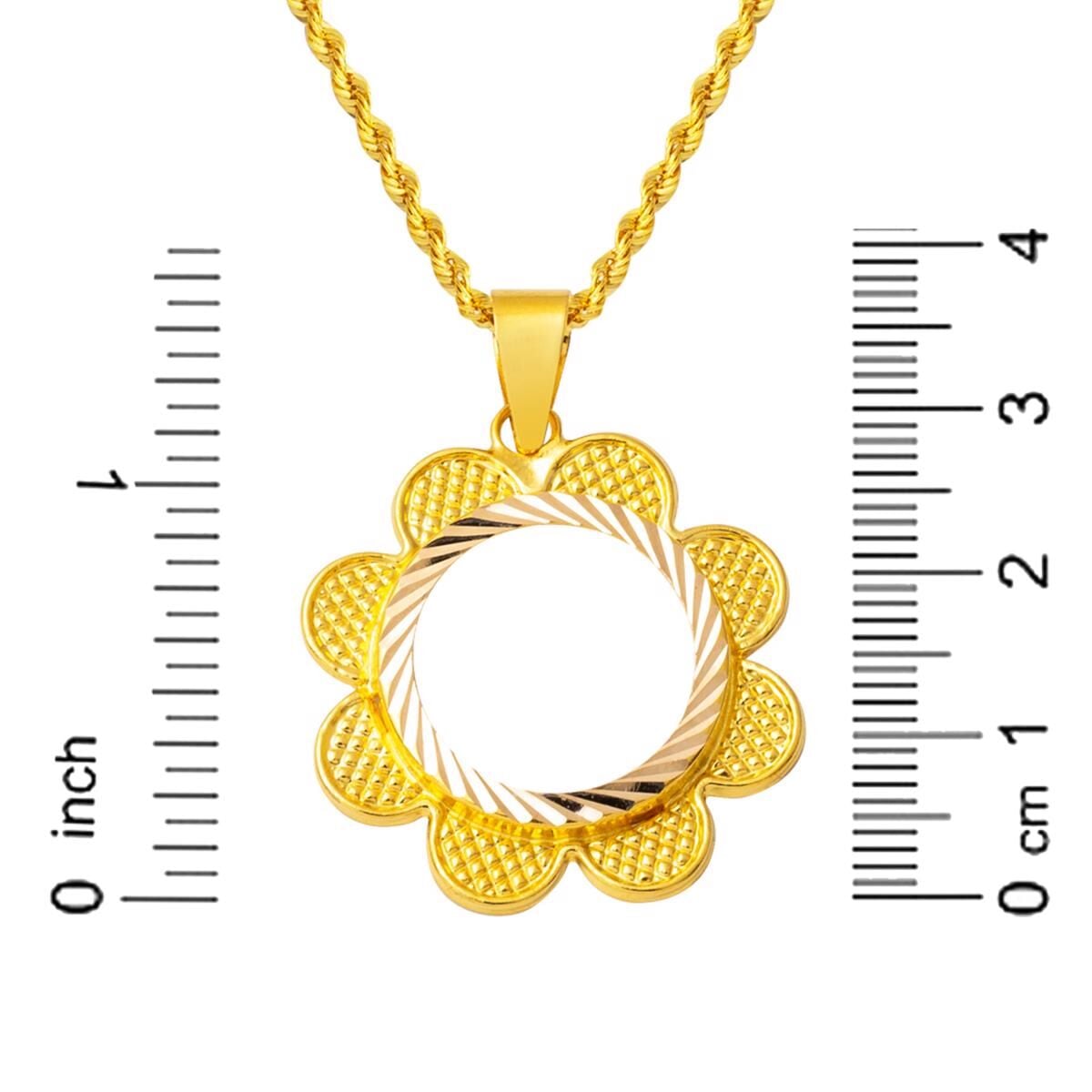 14K Yellow Gold Daisy Quarter Coin Attachable Necklace