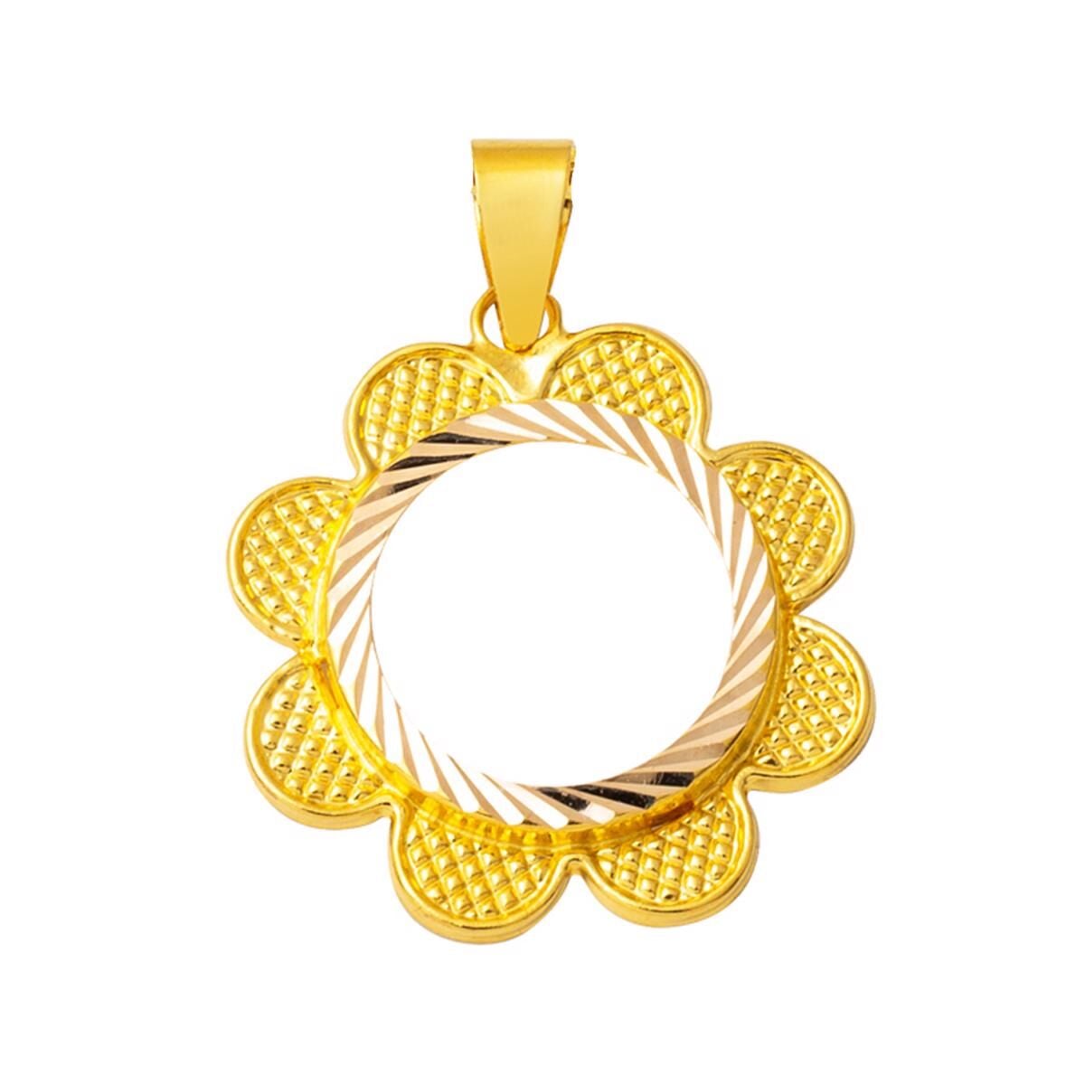 14K Yellow Gold Daisy Quarter Coin Attachable Pendant