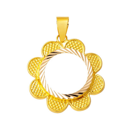 14K Yellow Gold Daisy Quarter Coin Attachable Pendant