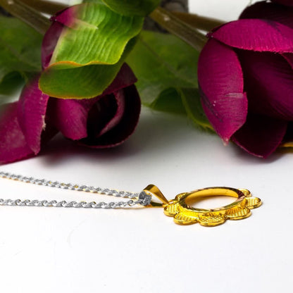 14K Yellow Gold Daisy Quarter Coin Attachable Pendant