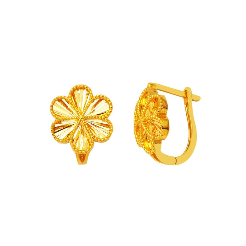 22K Yellow Gold Daisy Clip-On Women's Earrings