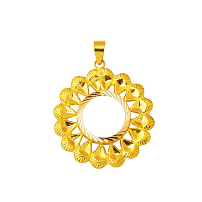 14K Yellow Gold Daisy Quarter Coin Bezel Necklace