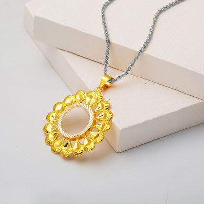 14K Yellow Gold Daisy Quarter Coin Bezel Necklace