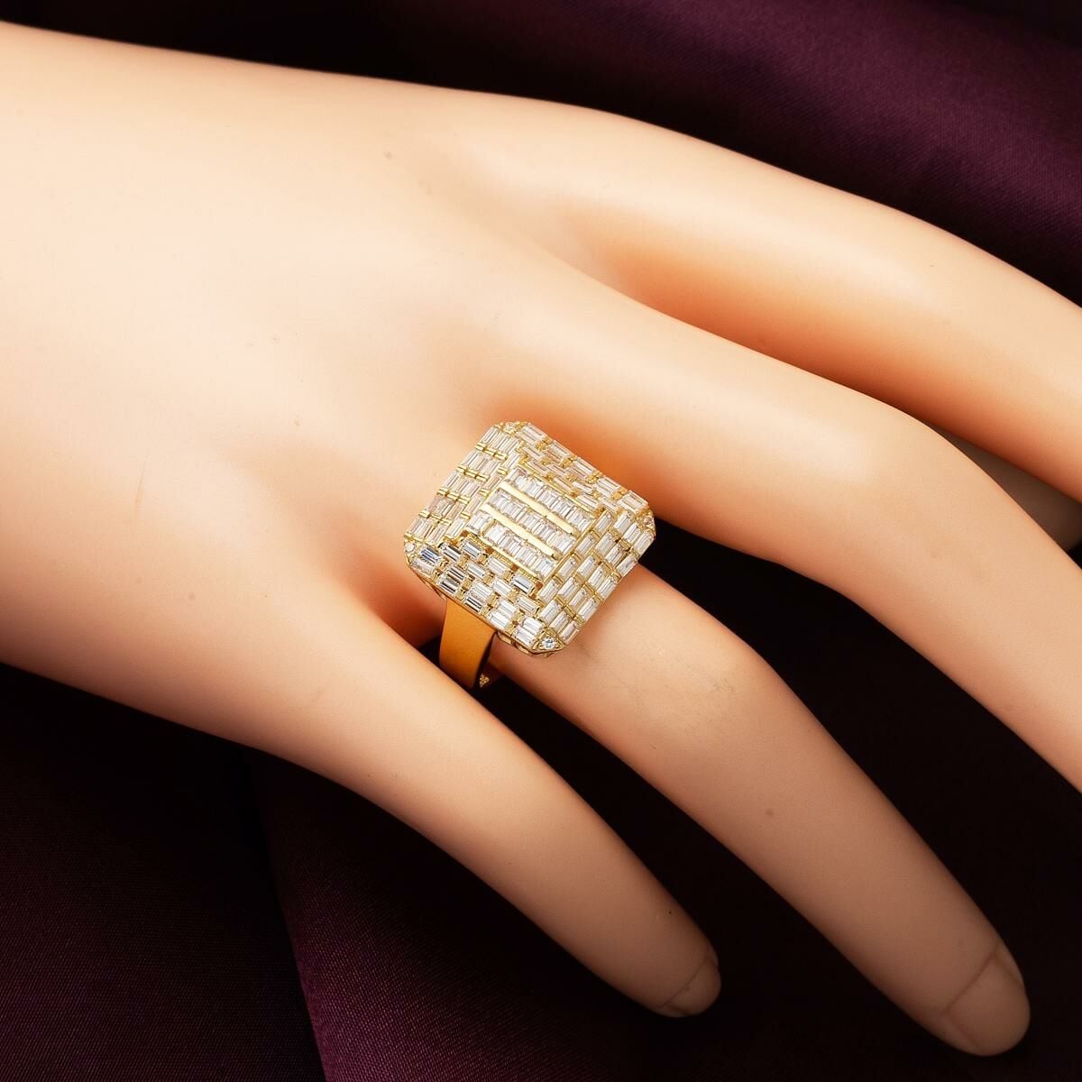 14K Yellow Gold Segmented Baguette Cubic Zirconia Ring (3.83 g)
