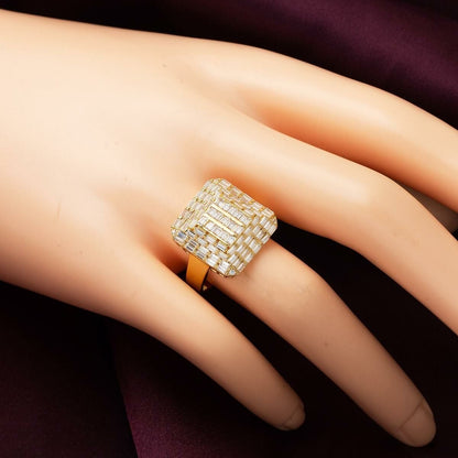 14K Yellow Gold Segmented Baguette Cubic Zirconia Ring (3.83 g)