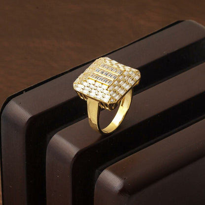 14K Yellow Gold Segmented Baguette Cubic Zirconia Ring (3.83 g)