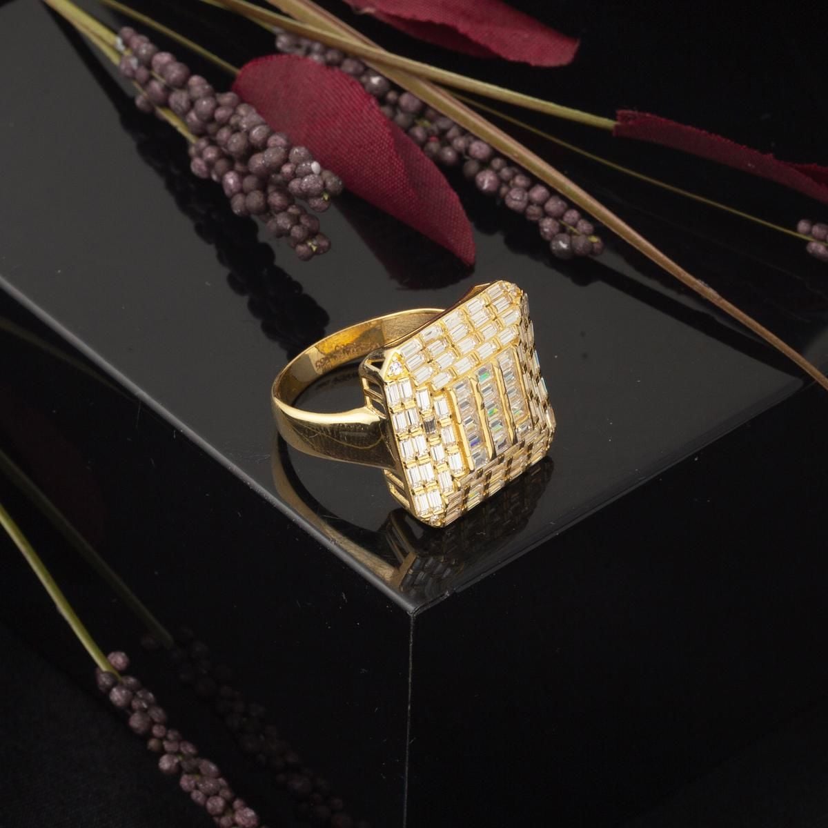 14K Yellow Gold Segmented Baguette Cubic Zirconia Ring (3.83 g)