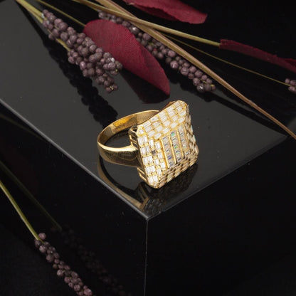 14K Yellow Gold Segmented Baguette Cubic Zirconia Ring (3.83 g)