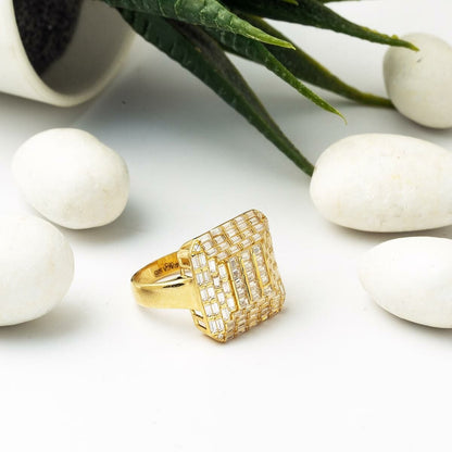 14K Yellow Gold Segmented Baguette Cubic Zirconia Ring (3.83 g)
