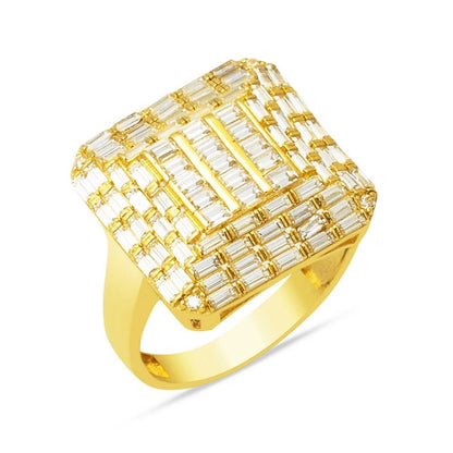 14K Yellow Gold Segmented Baguette Cubic Zirconia Ring (3.83 g)