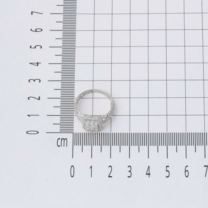 14K White Gold Segmented Baguette Cubic Zirconia Ring