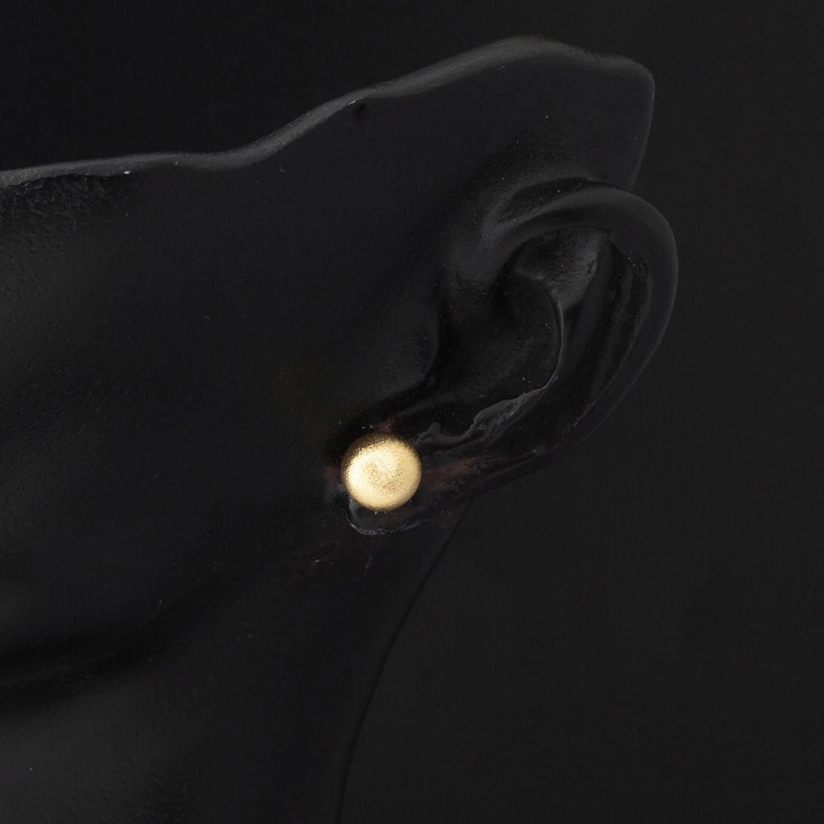 14K Yellow Gold Sparkle Sandblasted Flat Ball Earrings 7 mm