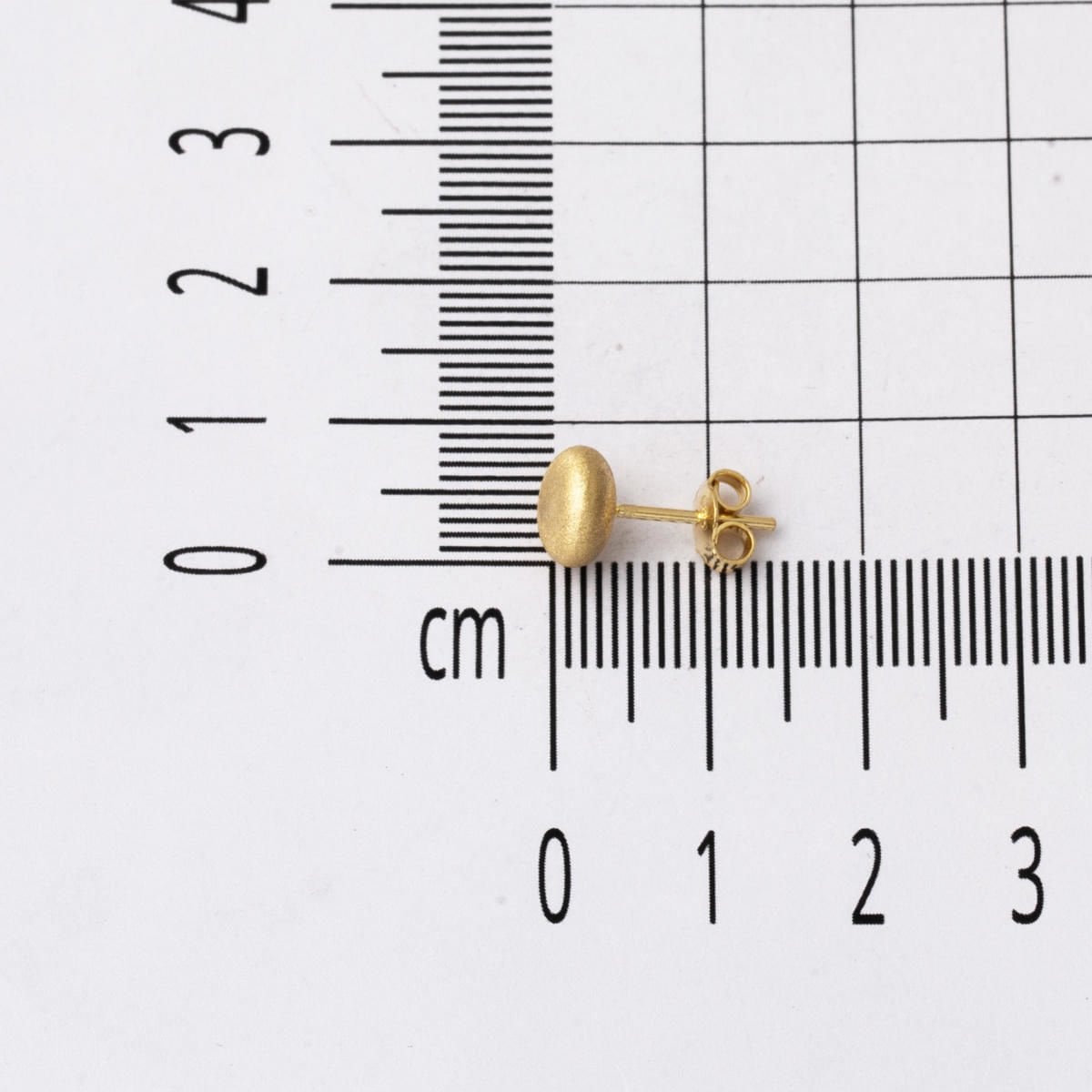 14K Yellow Gold Sparkle Sandblasted Flat Ball Earrings 7 mm