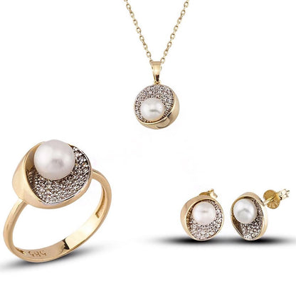 14K Yellow Gold Paris Pearl 3-Piece Jewelry Set