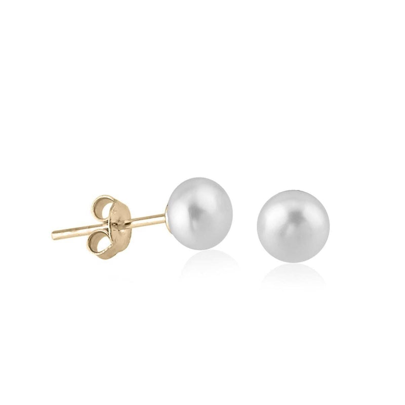 14K Yellow Gold Pearly Pearl Earrings