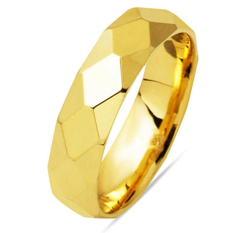 14K Yellow Gold Honeycomb Men's Wedding Band