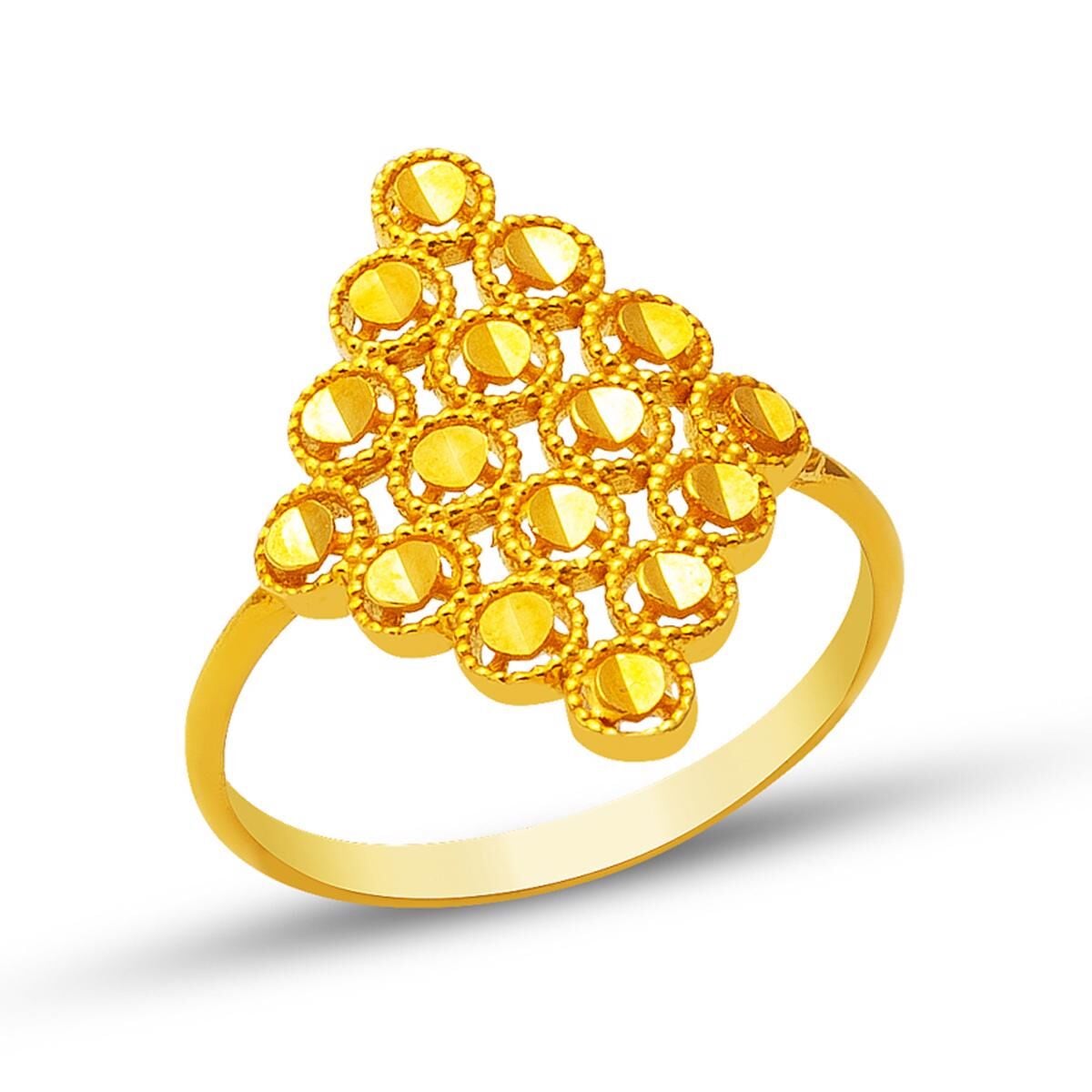 14K Yellow Gold Honeycomb Prism Ring