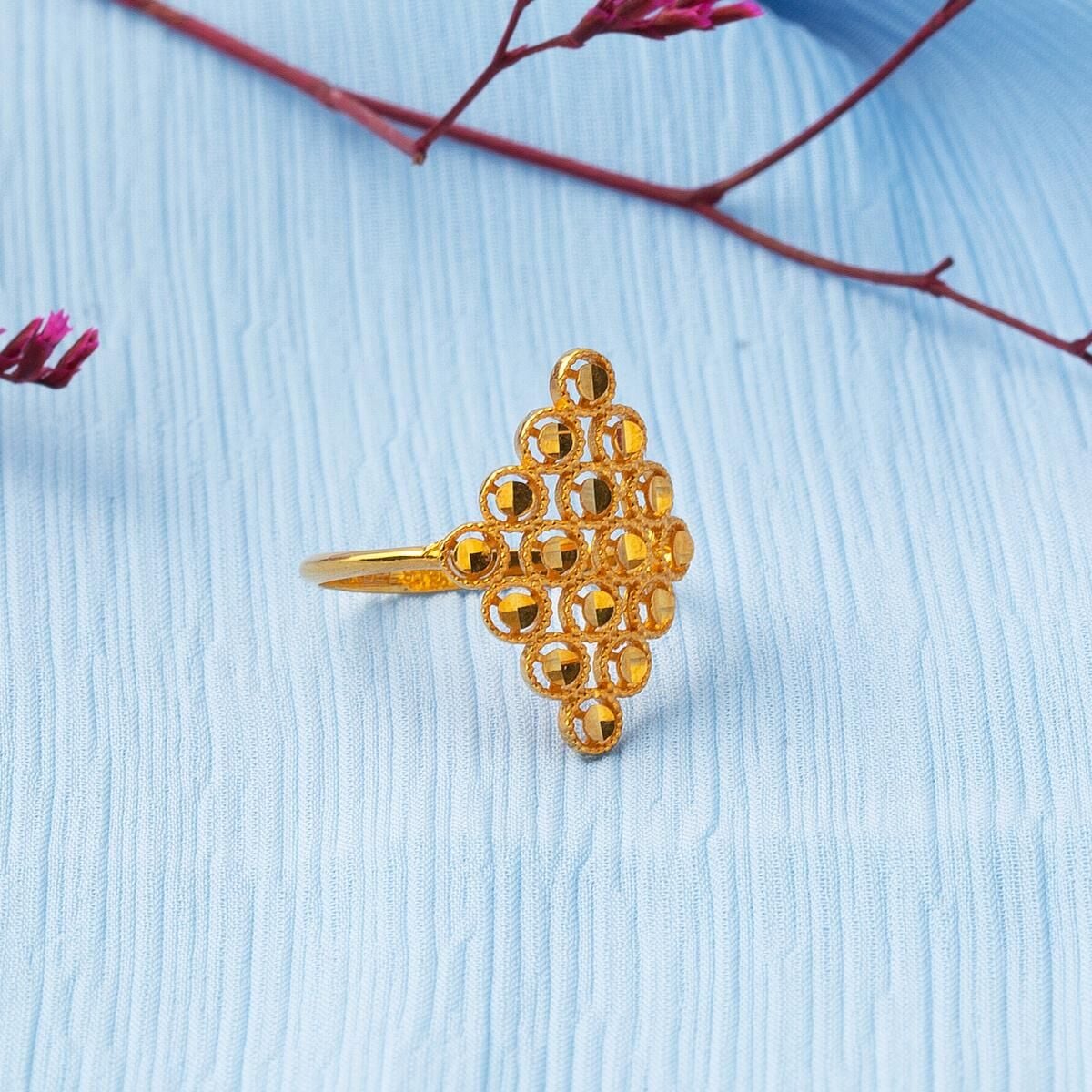 14K Yellow Gold Honeycomb Prism Ring