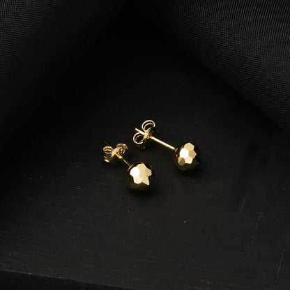 14K Yellow Gold Honeycomb Ball Earrings 6 mm