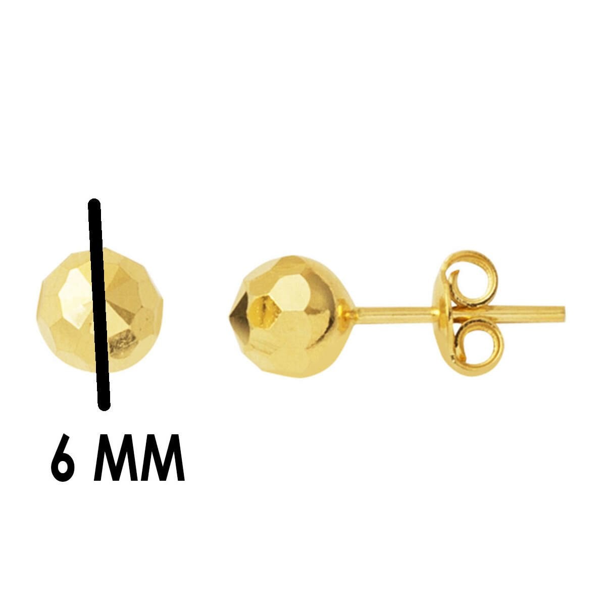 14K Yellow Gold Honeycomb Ball Earrings 6 mm