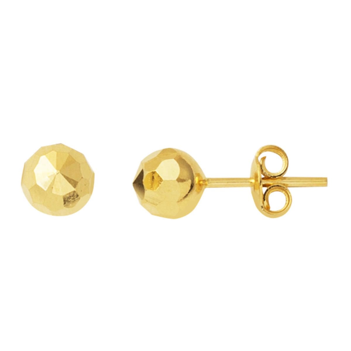 14K Yellow Gold Honeycomb Ball Earrings 6 mm