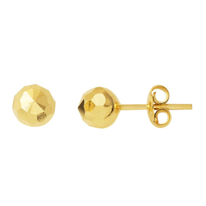 14K Yellow Gold Honeycomb Ball Earrings 6 mm