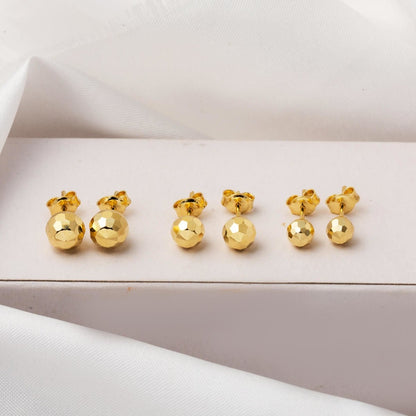 14K Yellow Gold Honeycomb Ball Earrings 6 mm