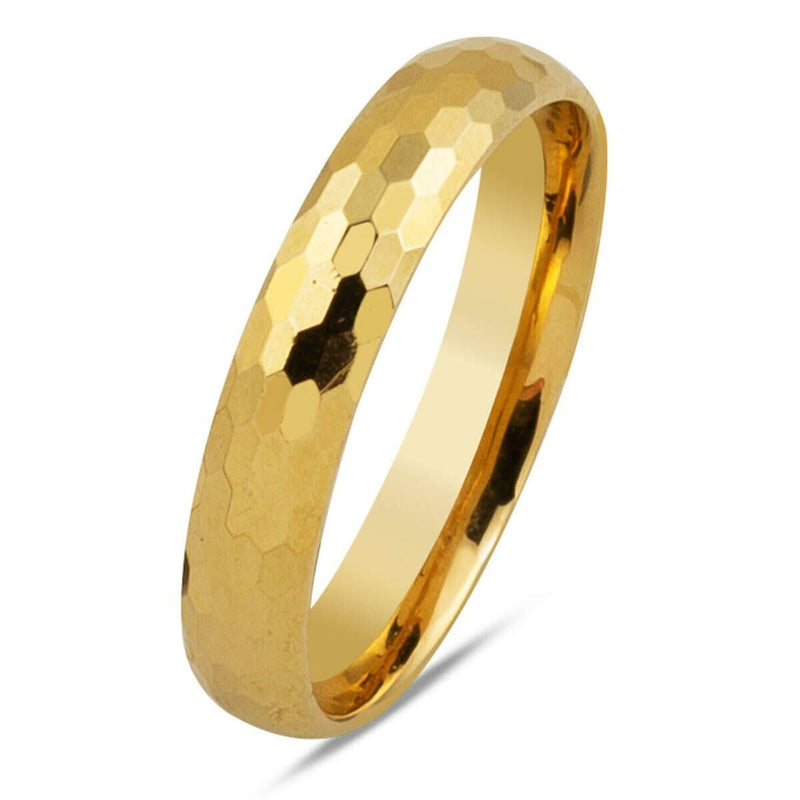 14K Yellow Gold Honeycomb Patterned Women's Wedding Band Ring