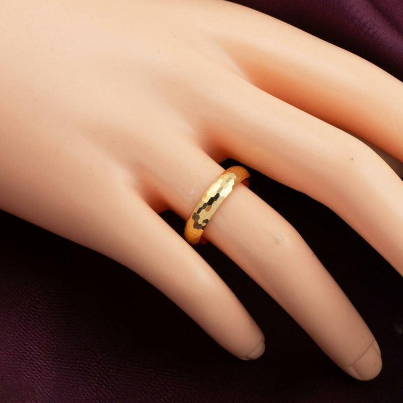 14K Yellow Gold Honeycomb Patterned Men's Wedding Band