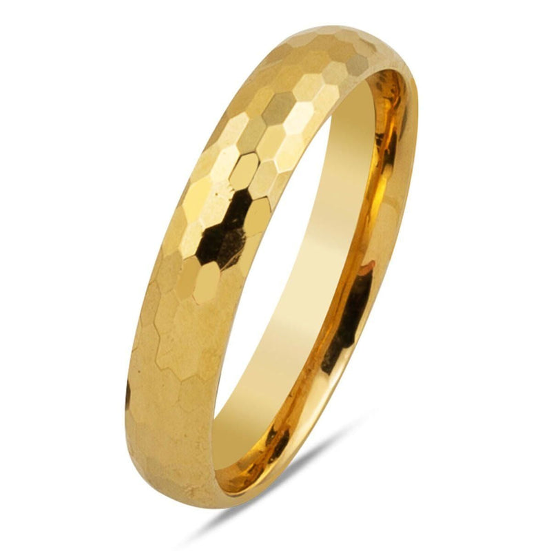 14K Yellow Gold Honeycomb Patterned Men's Wedding Band