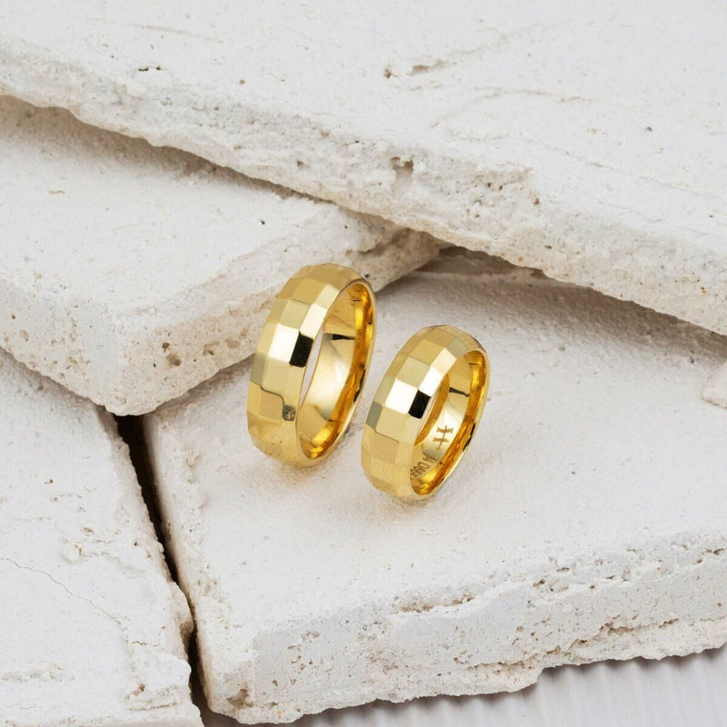 14K Yellow Gold Honeycomb Men's Wedding Band (3.1 g)