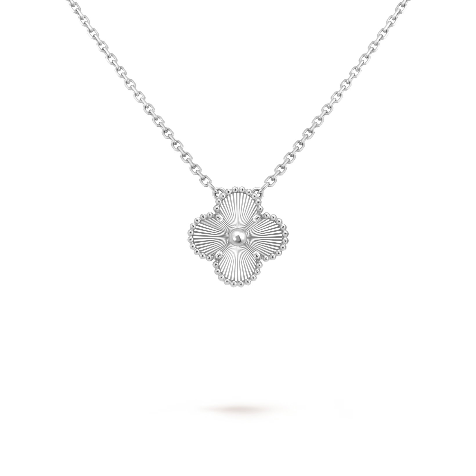 Clover Floral Alhambra Vintage Style Pendant in Solid 10K/14K/18K Yellow Gold Malachite/Pearl/Black Onyx/Carnelian Gemstone