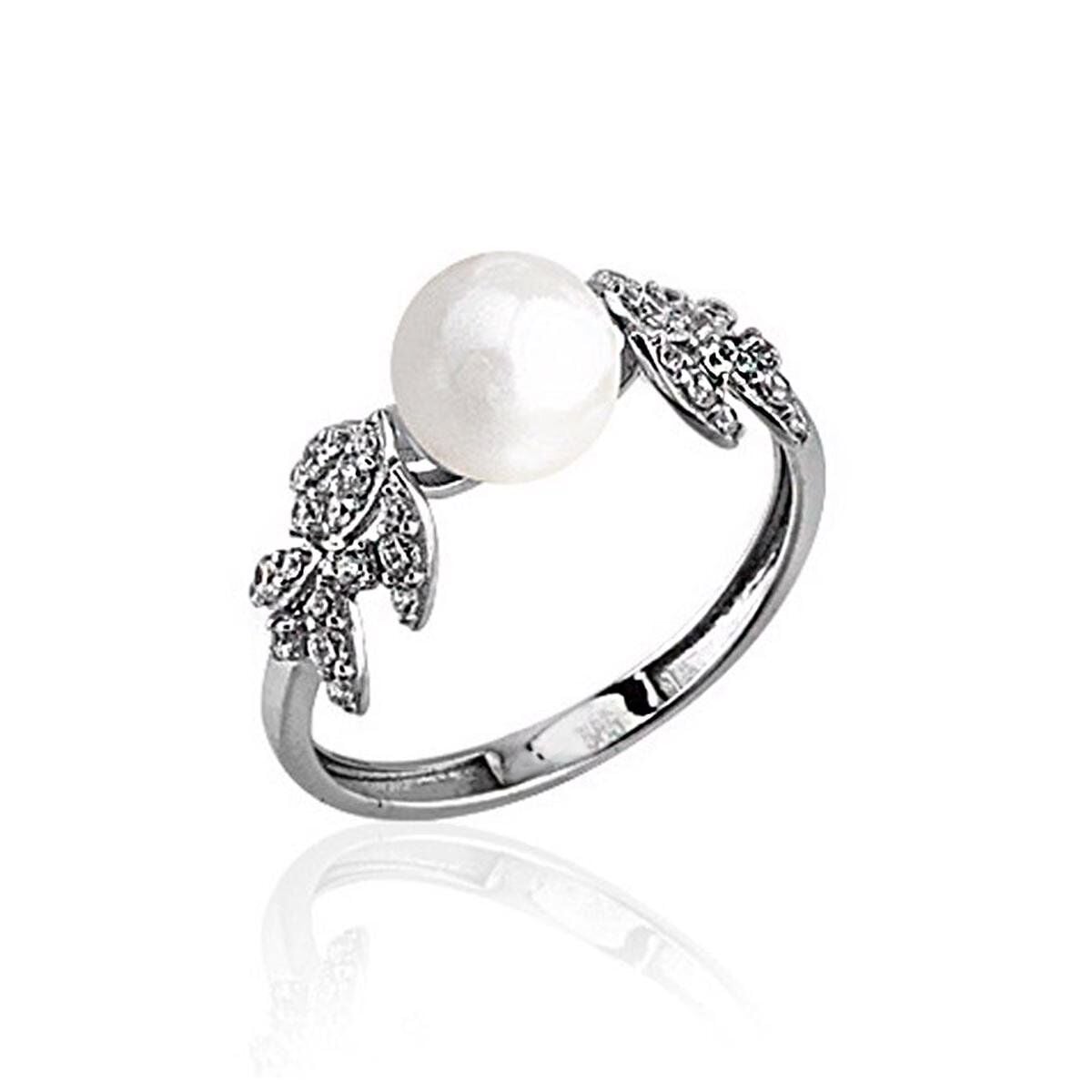 14K White Gold Piera Pearl Ring