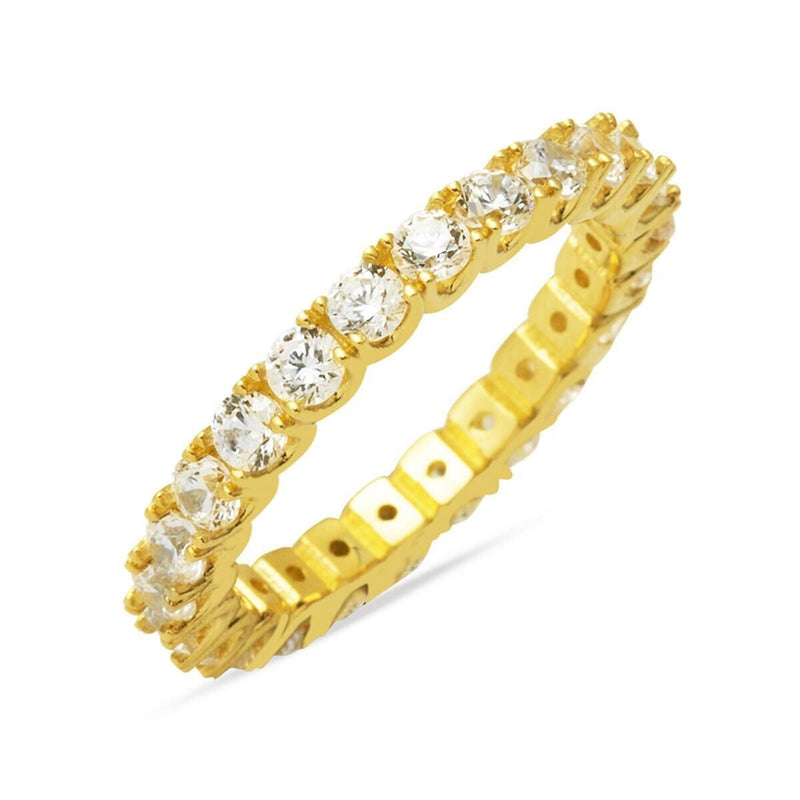 14K Yellow Gold Diamond Setting Full Eternity Cubic Zirconia Ring