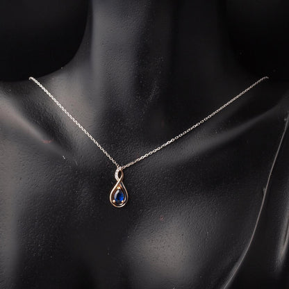 14K White Gold Diamond Sapphire Infinity Necklace