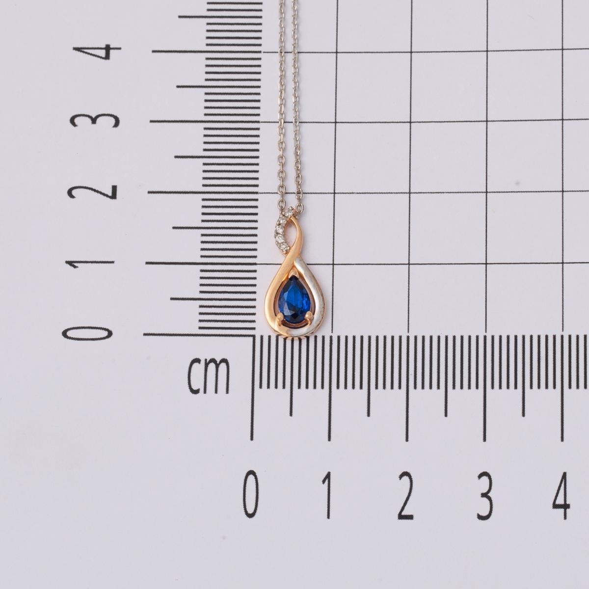 14K White Gold Diamond Sapphire Infinity Necklace