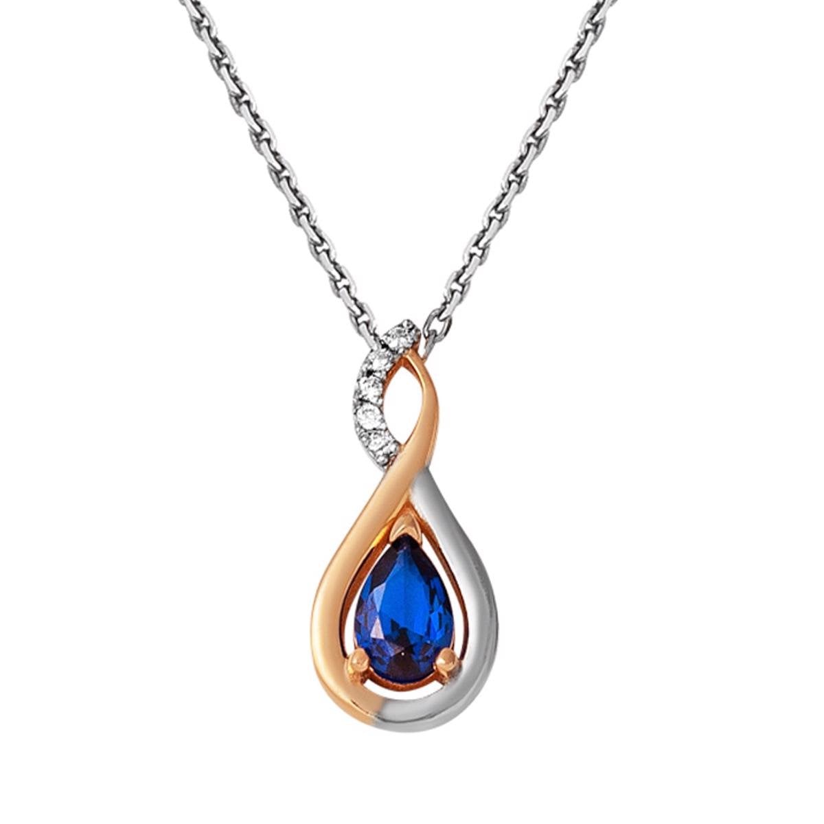 14K White Gold Diamond Sapphire Infinity Necklace