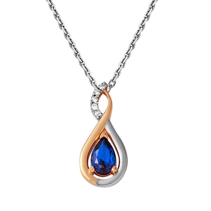 14K White Gold Diamond Sapphire Infinity Necklace