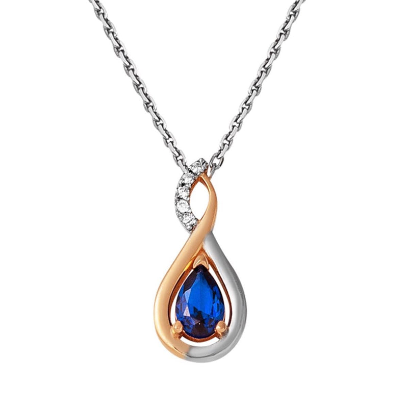 14K White Gold Diamond Sapphire Infinity Necklace