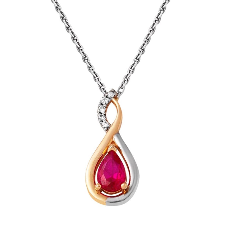 14K White Gold Infinity Diamond Ruby Necklace