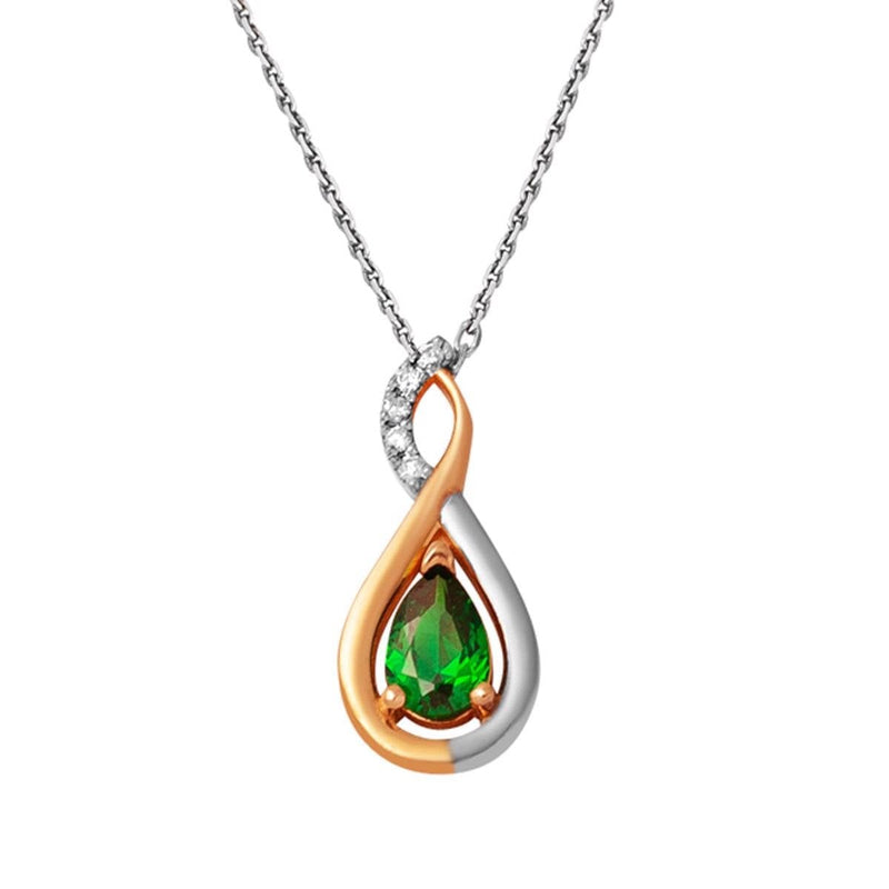 14K White Gold Infinity Diamond Emerald Necklace
