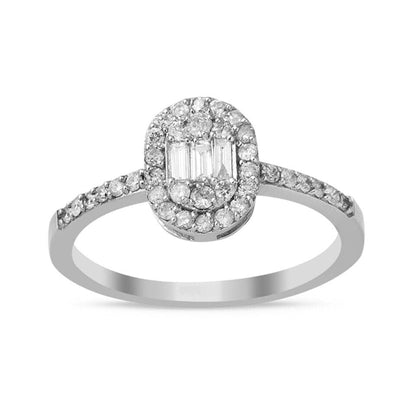 14K White Gold 0.40 Ct Baguette Diamond Ring
